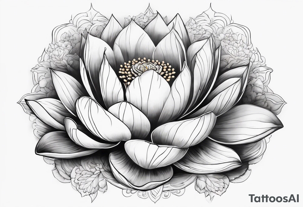 Fleur de lotus rose bouddha noir et blanc fumée décor vietnamien tattoo idea