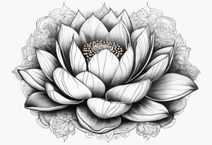 Fleur de lotus rose bouddha noir et blanc fumée décor vietnamien tattoo idea