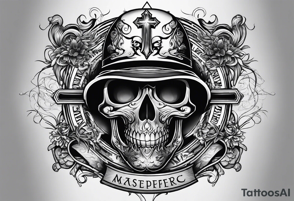 Rock music and cross tattoo idea