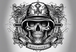 Rock music and cross tattoo idea