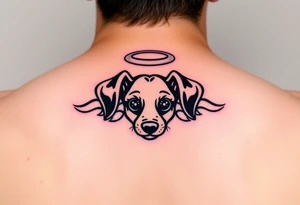 Dachshund ears with wings and halo tattoo idea