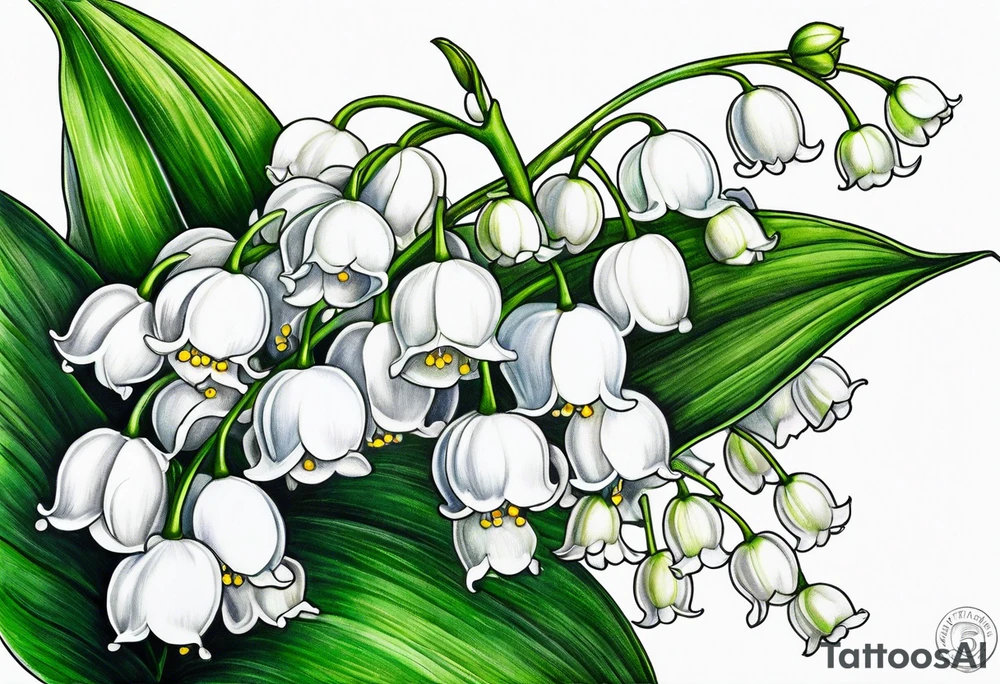 lily of the valley and belladona flowers tattoo idea