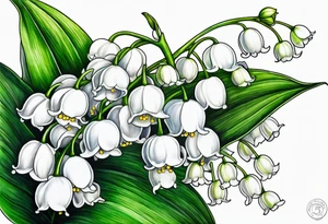 lily of the valley and belladona flowers tattoo idea