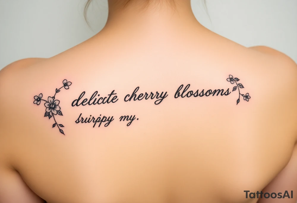 delicate cherry blossoms swirling in spring breeze with petals tattoo idea