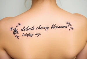 delicate cherry blossoms swirling in spring breeze with petals tattoo idea