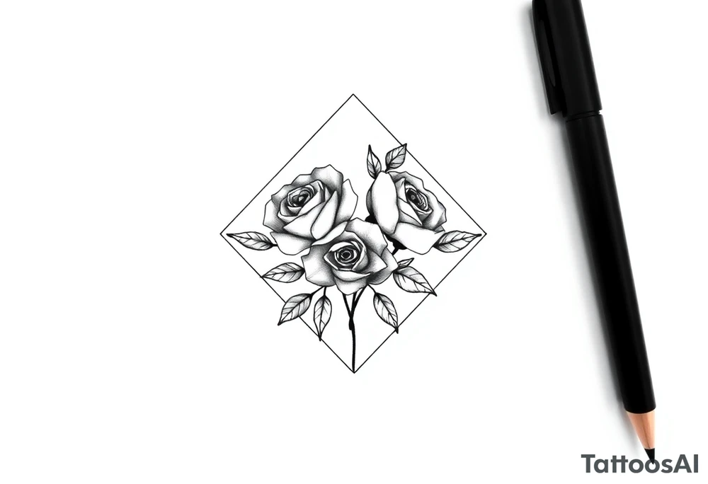 Small Roses in a diamond shape tattoo idea