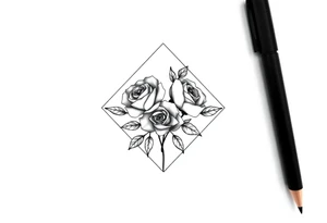Small Roses in a diamond shape tattoo idea
