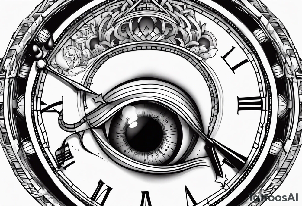 Stop watch with crying eyeball tattoo idea