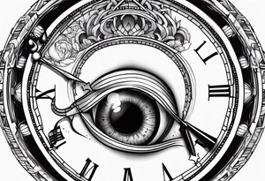 Stop watch with crying eyeball tattoo idea
