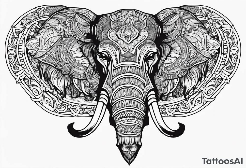 berserking strong mammoth head centerpiece tattoo idea