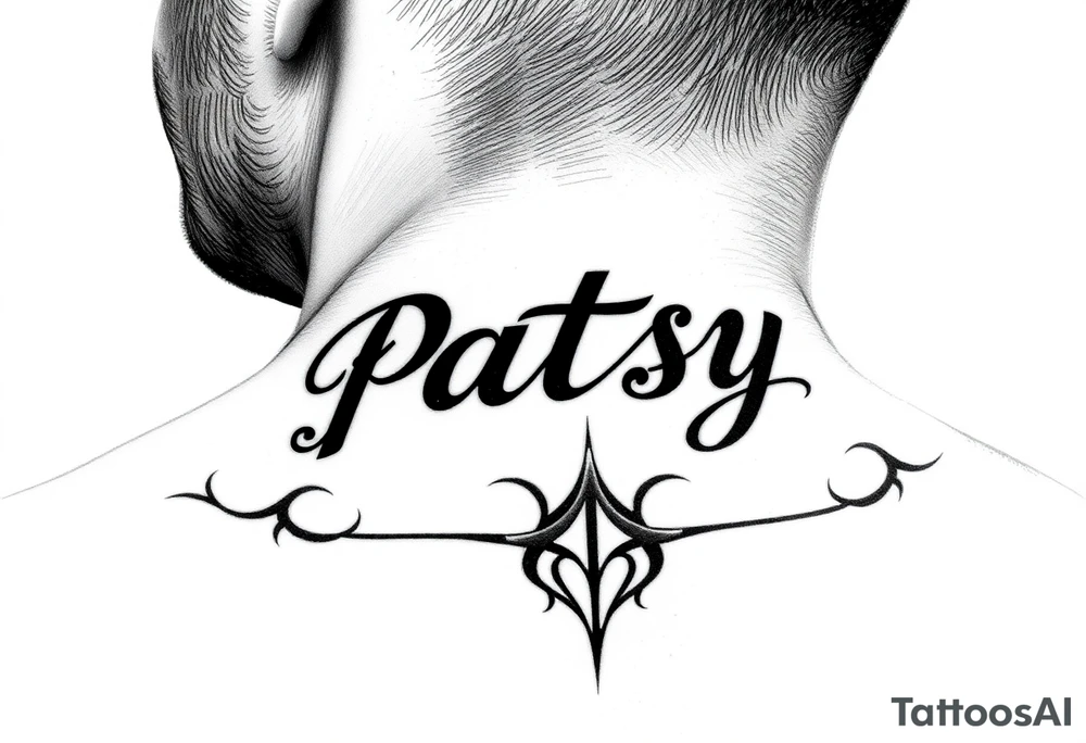 Name patsy under the ear tattoo idea