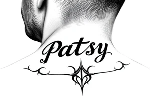Name patsy under the ear tattoo idea
