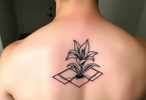 bathroom with lily coming up out of tile floor tattoo idea