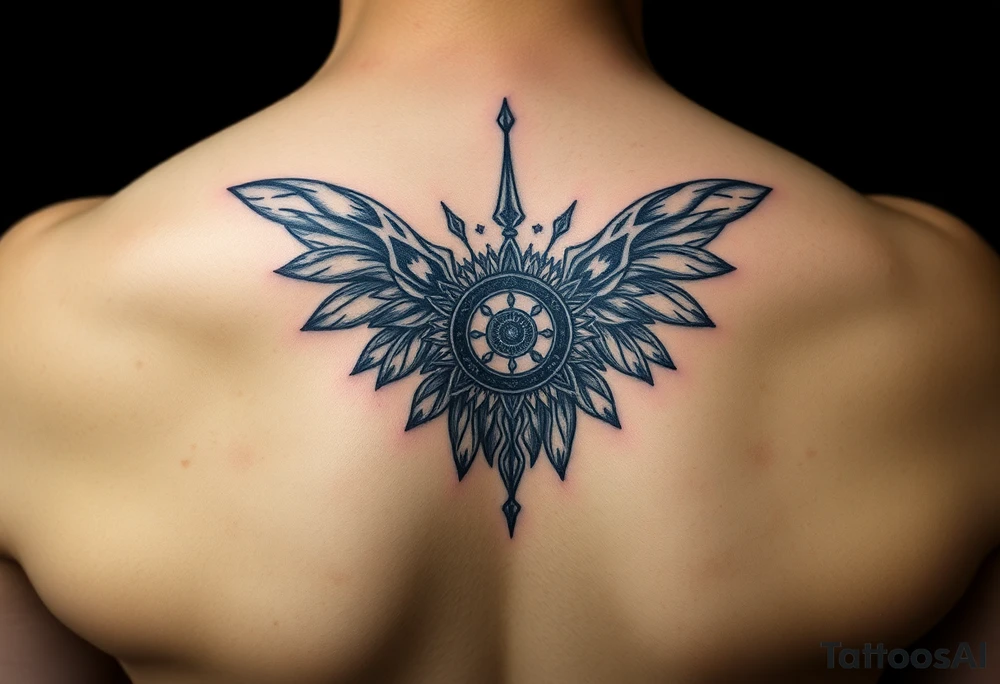 Black ink with small details tattoo idea