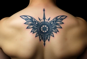 Black ink with small details tattoo idea