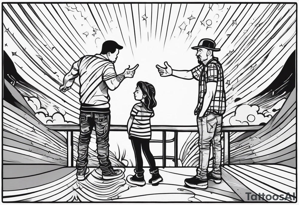 Two people stand above two people they had just shot tattoo idea