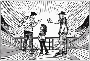 Two people stand above two people they had just shot tattoo idea