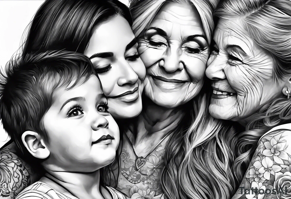 A mothers love and bond with 3 daughters a steo daughter and a grand daughter and a grandma Tattoo designs tattoo idea