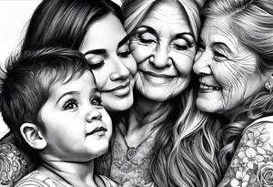 A mothers love and bond with 3 daughters a steo daughter and a grand daughter and a grandma Tattoo designs tattoo idea