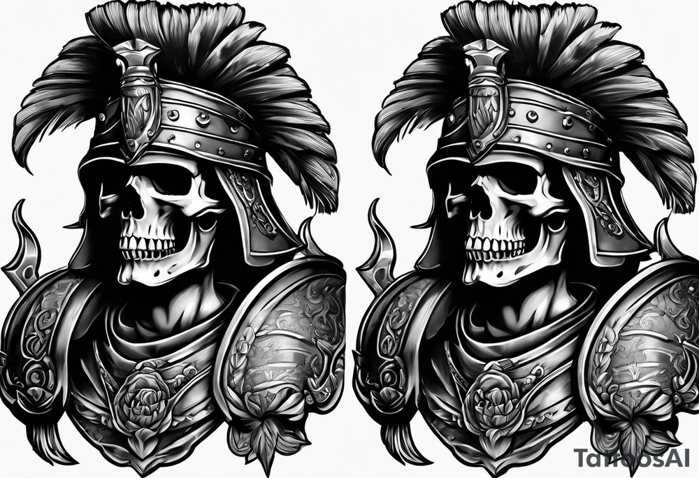 roman soldier skull tattoo idea