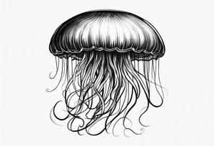 jellyfish with a small head and really long tentacles tattoo idea