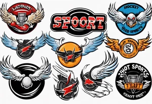 hockey puck with wings that says "SHOT SPORTS" tattoo idea