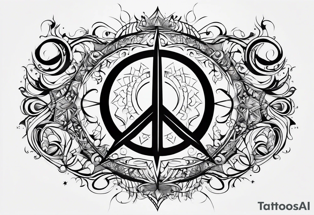 Crescent moon symbol, freedom symbol,  peace symbol, atheist symbol all combined into one abstract tattoo idea