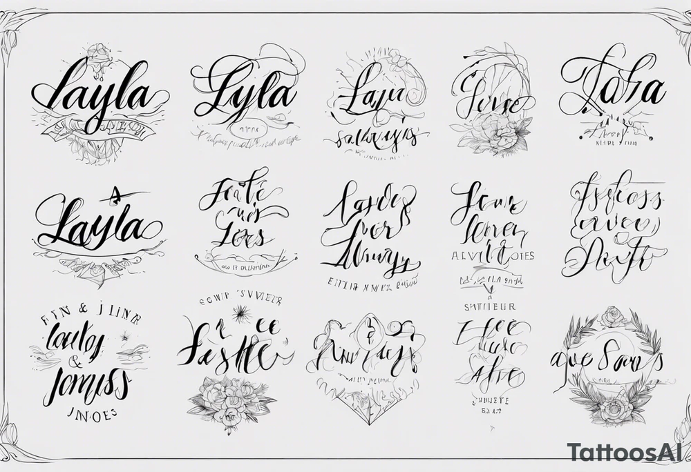 Fine line and script fonts. Layla Jones 4-ever and always tattoo idea