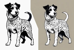 white and black spotted 
mountain terrier named buddy tattoo idea