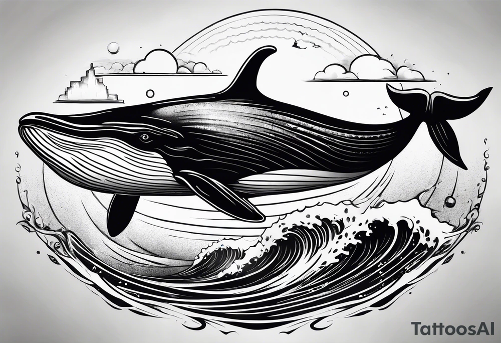 Breaching whale backwards tattoo idea