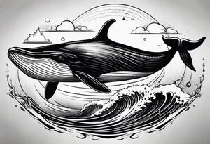 Breaching whale backwards tattoo idea