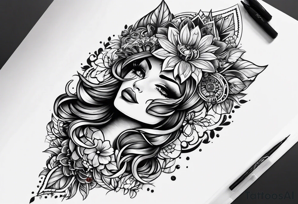 Tatuaje de columna con diseño de Disney tattoo idea