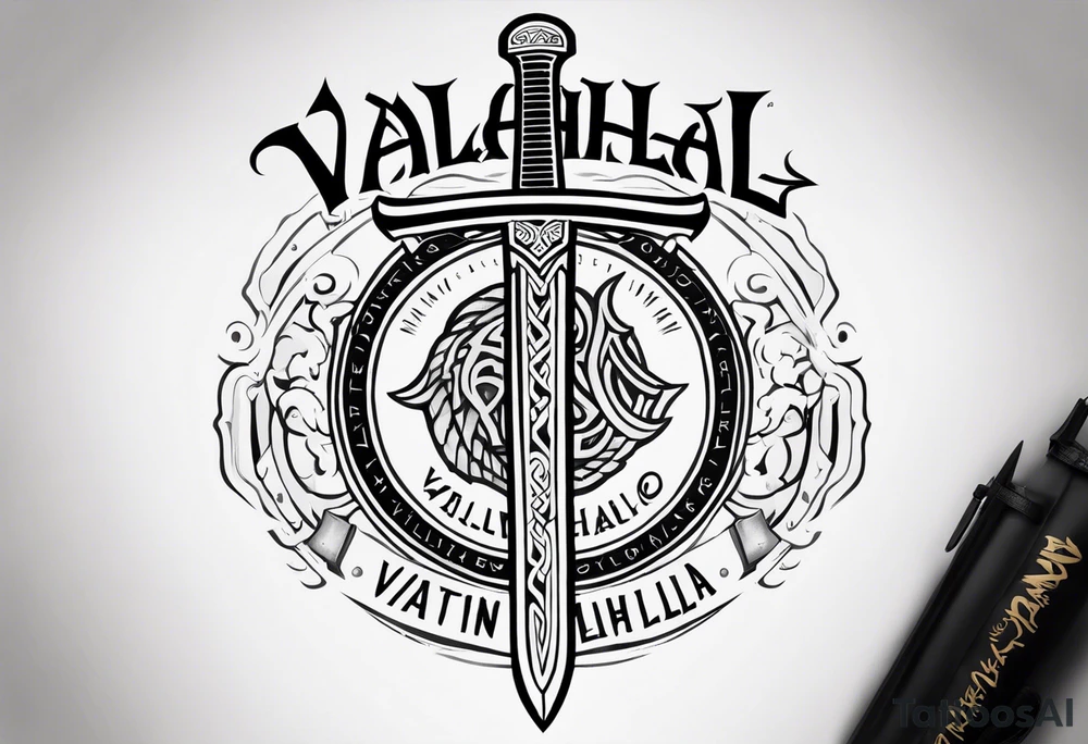 Valhalla sword viking hatchet tattoo idea