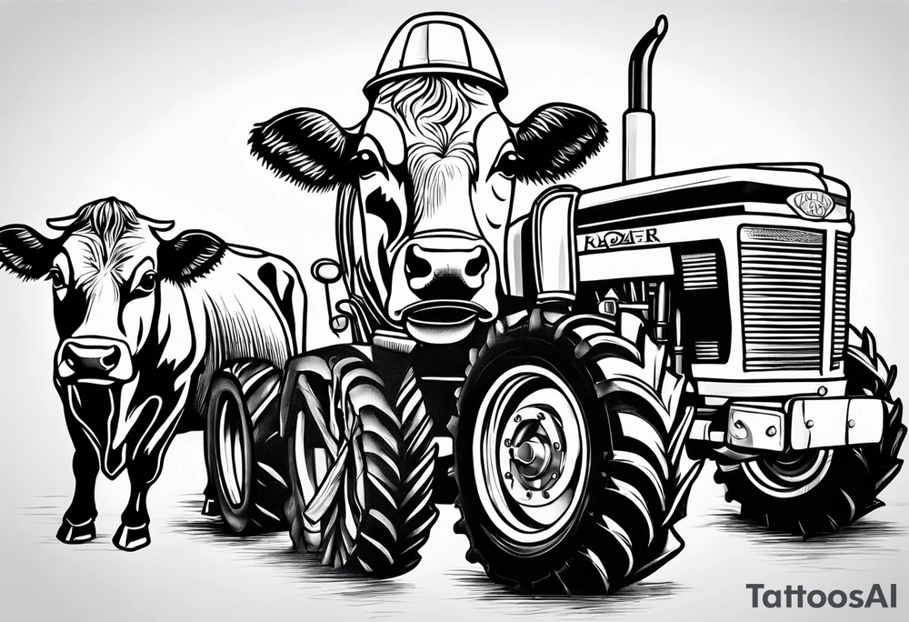 Cows, tractors, laer tattoo idea