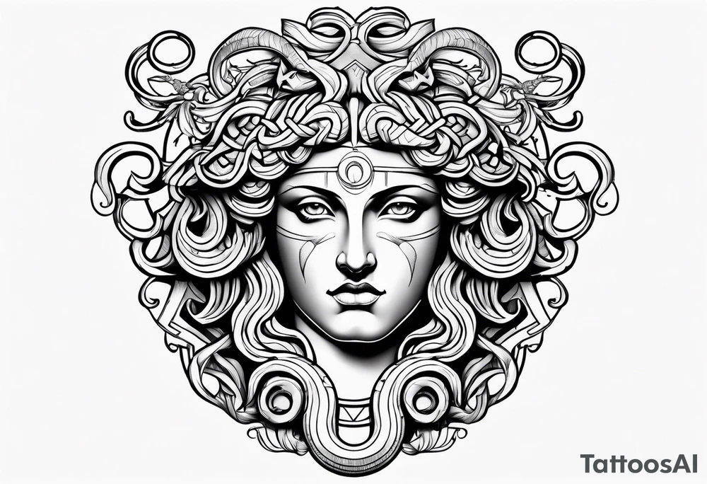 Scary Greek god medusa tattoo idea