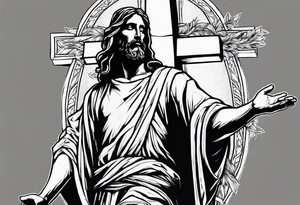 Jesus walking holding the cross before he dies tattoo idea