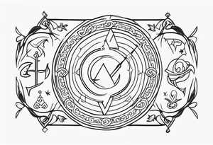 chain of zodiac symbols of sagitarius, aquarius tattoo idea