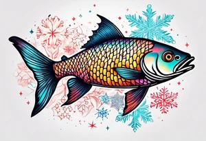 Constellation, animal fish carp kaoi, snowflake tattoo idea
