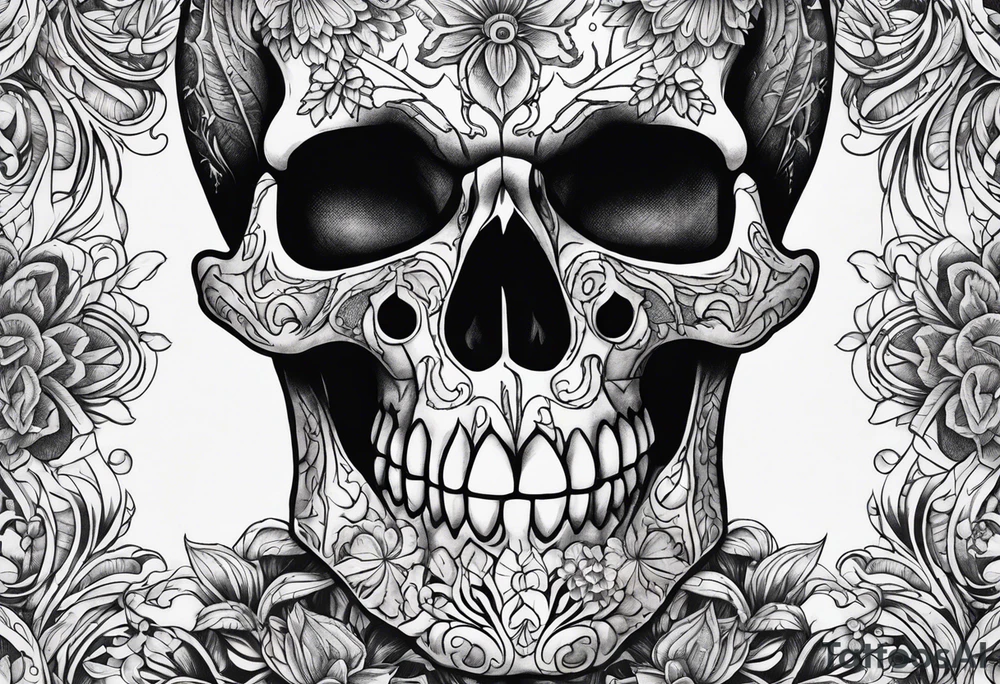 black and white skeleton tattoo idea
