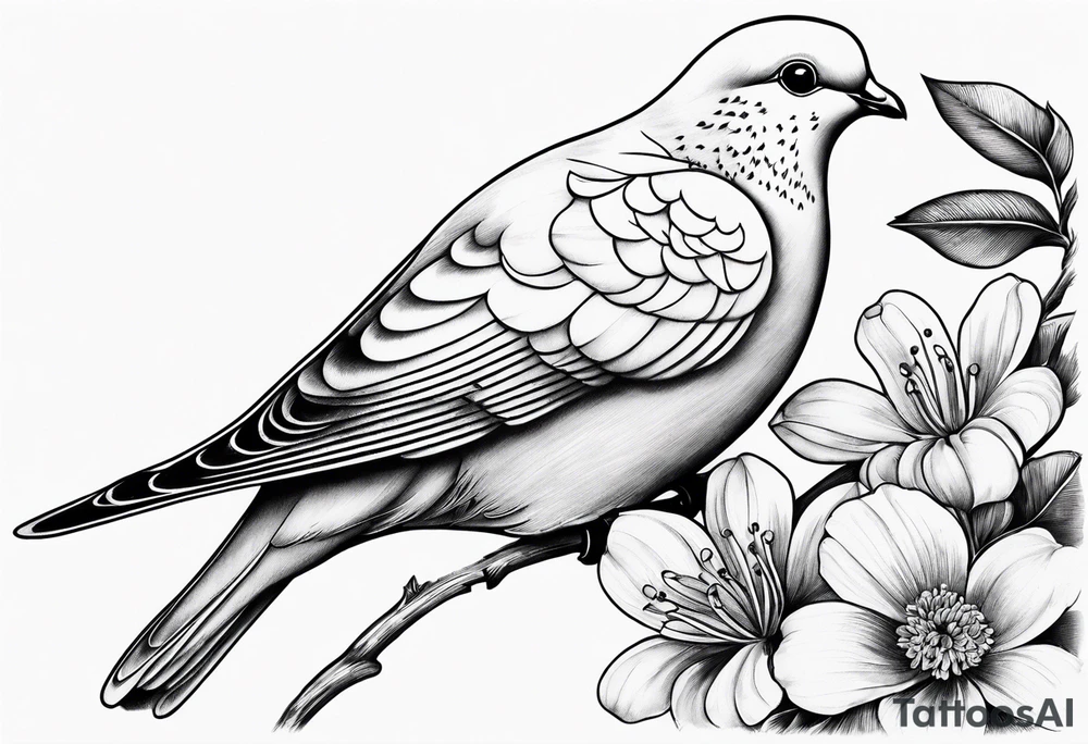 Dove, flower, black and white, shadows tattoo idea