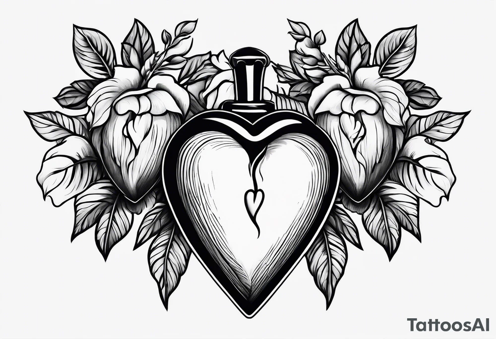 Bleeding heart in roses tattoo idea