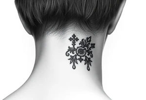 Traditional Russian orthodox design on the side of neck tattoo idea