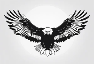 Top down view of a bald eagle with its wings spread tattoo idea