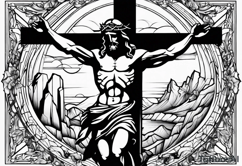 The passion, crucifixition and ressurection of jesus Christ tattoo idea