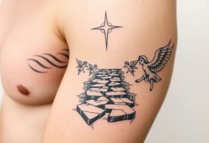 Pathway to heaven with angels tattoo idea