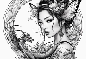 complete fairy nymph with dragon tattoo idea
