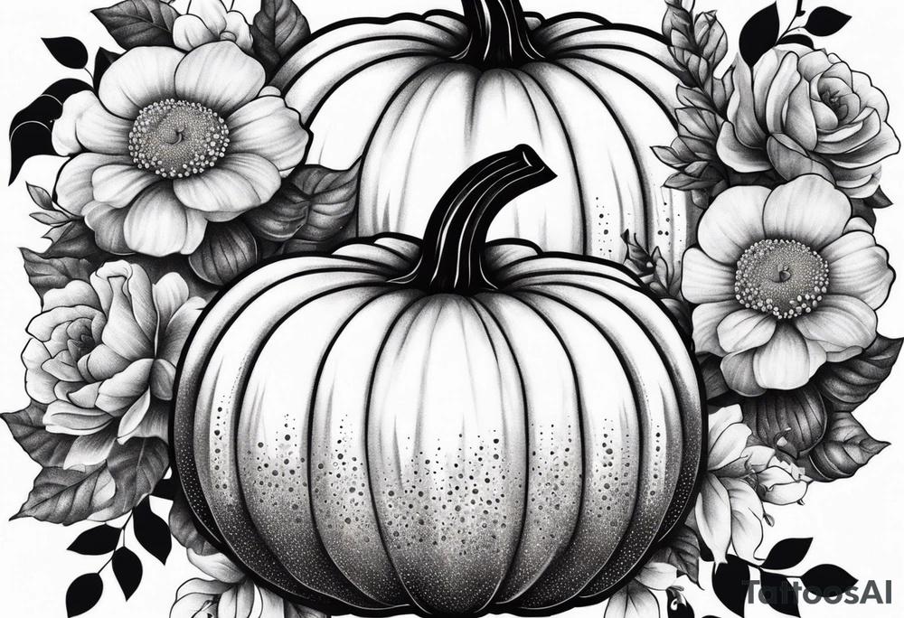pumpkin with flowers tattoo idea
