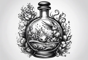 Pokemon in a potion bottle tattoo idea