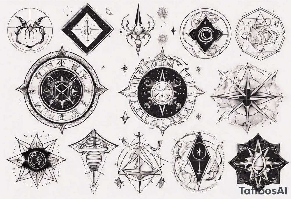 matching tattoo with cancer horoscope tattoo idea
