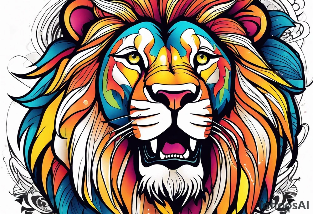 powerful majestic lion, close-up tattoo idea